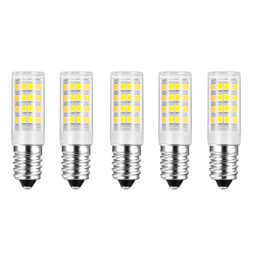 HUAMu E14 LED Lampe Kaltweiß 6000K, 4W/00LM Glühbirne Ersatz 40W Halogenlampen, 360° Abstrahlwinkel für Kronleuchter, Wandlampe, Kühlschrank und Dunstabzugshaube, 5er Pack von HUAMu