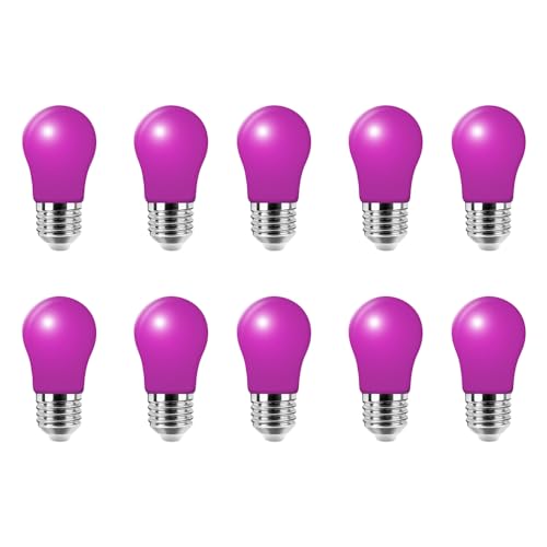 HUAMu Farbige Glühbirne LED 2W,E27 Beleuchtung Glühbirnen,E27 LED Bunt,E27 LED Bunt lila,für Patio Party Weihnachtsbeleuchtung,10er Pack von HUAMu