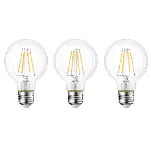 HUAMu LED E27 Lampe, Glühbirne Globe Transparent, LED Lampe, 4 Watt (entspricht 40 Watt), 500 Lumen, E27 LED warmweiß, 2700 Kelvin, LED Leuchtmittel, Glühlampe G80, Ø 80mm von HUAMu