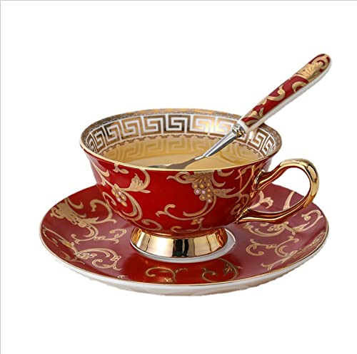 HUAMu Vintage Barock Porzellan Kaffeetasse Teetasse mit Untertasse und Löffel 220ml HUAMu Vintage Barock Porzellan Kaffeetasse Teetasse mit Untertasse und Löffel 220ml von HUAMu