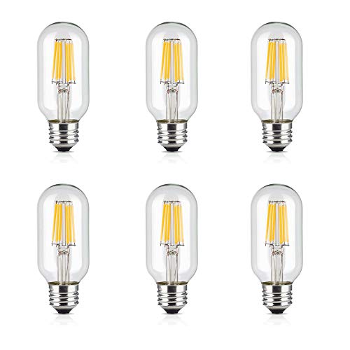 Huamu T45 LED Glühbirne E27 Edison Lampe ersetzt 60 Watt, 2W, 600 Lumen, 2700K warmweiß, LED Kerzen Filament Fadenlampe, 220V AC, für Hängelampe Wandleuchte Pendelleuchte 6er Pack von HUAMu