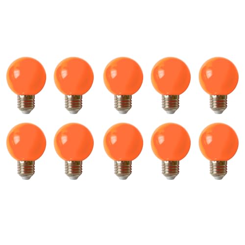 Orange G60 Deko Glühbirne Lichterkette Bunte Leuchtmittel E27 Led Globo Kugel Glühbirnen 2W, Energiesparend Langlebig Farbige Lichterketten Für Zimmer, Weihnachten Baum, Party Nachtlichter, 10 stück von HUAMu