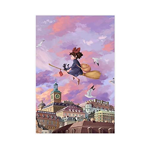HUANGCHOU Anime-Poster Kiki's Delivery Service 31 Leinwand Poster Schlafzimmer Dekor Sport Landschaft Büro Zimmer Dekor Geschenk 30 x 45 cm Rahmen: von HUANGCHOU