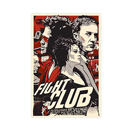 Vintage-Filmposter, Fight Club, Leinwand, Schlafzimmer, Dekoration, Sport, Landschaft, Büro, Raumdekoration, Geschenk, 40 x 60 cm, ohne Rahmen: von HUANGCHOU