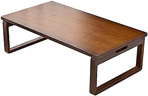 Couchtische Moderner Klapptisch aus Holz im japanischen Stil, niedriger Tisch, Esstisch, Arbeitstisch, Kleiner Schreibtisch für Tatami-Schlafzimmer, Erkerfenster, Teestube, braun, 60 x 40 cm von HUANGEDQ