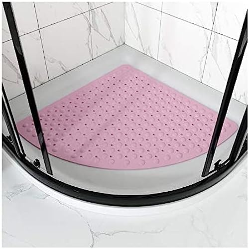 Duschmatte, Gummi-Eckduschmatte, rutschfeste Quadranten-Badematte, antibakterielle Saugmatte für Dusche oder Badewanne, rutschfeste Badewannenmatte, geeignet für Badezimmer-Badewanne, rosa, von HUANGEDQ