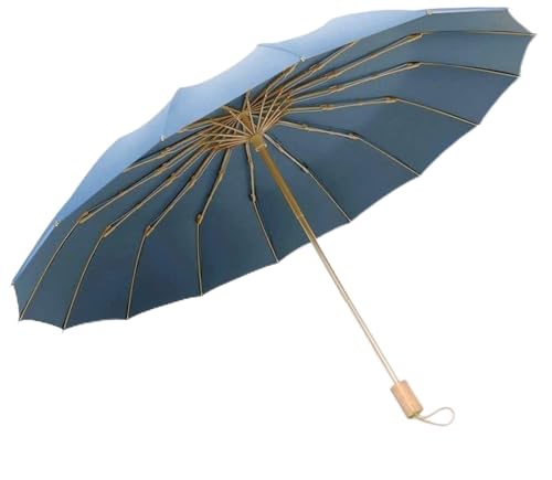 Regenschirm Stark Windbeständig 16K Manueller Regenschirm Männer Sonnenschirm Frauen Regen Große Regenschirme Super Sonnenschutz Und UV,Blau,Silber,Schwarz,A von HUANGEDQ