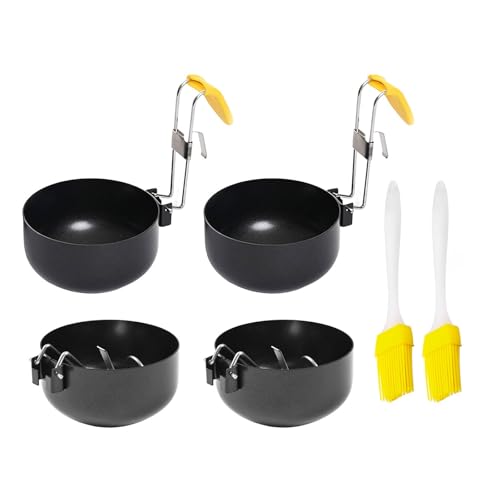 4 Stück faltbare, antihaftbeschichtete Eiermacher-Becher mit hitzebeständigem Design und Haken zum Aufhängen, Pochierer für sichere Verwendung in der Küche, weich gekochte Eier mit Haken-Design von HUANGING