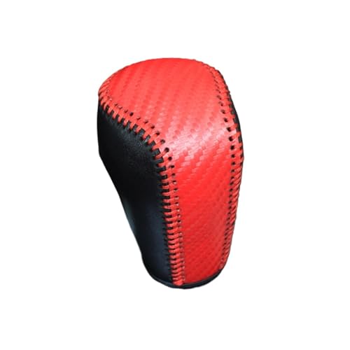 HUANGSHIJUNOUS Auto-Leder-Schaltknaufabdeckung, kompatibel mit 3 Axela Atenza CX-5 CX3 CX-3 CX5 2015–2020 AT-Getriebekopfmanschetten, Handbremsabdeckungen(Carbon Fiber Red) von HUANGSHIJUNOUS