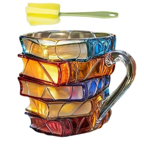 Einzigartige Kaffeetasse mit farbig getönten Büchern, bemalte Buchtasse, neuartige Kaffeetasse mit 3D-bemalten Büchern, 325 ml große Sammlung von bemalten Buchtassen, Geschenke for Literaturleser und von HUANHUZ