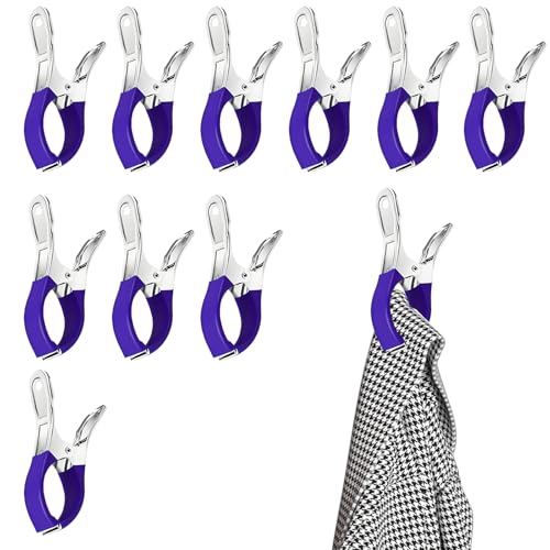 HUANR 10 Stück Klammern für Poolabdeckung, Metall Clips für Poolabdeckung mit Einer Länge von 12 cm, Klammern für Strandliegen mit Schutzfolie, für Aufhängen von Kleidung, Decken, Handtüchern von HUANR