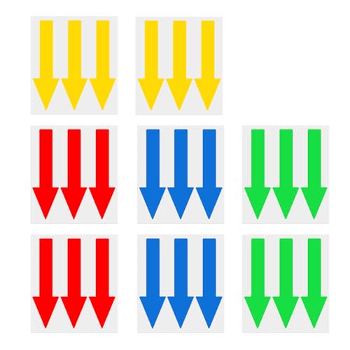 HUANR 24 Stück Pfeil Aufkleber, 6 x 20 cm Selbstklebende Pfeile, PVC Wasserdicht Selbstklebend Boden Sticker, 4 Farben, Bodenmarkierung, für Markieren und Führen von HUANR