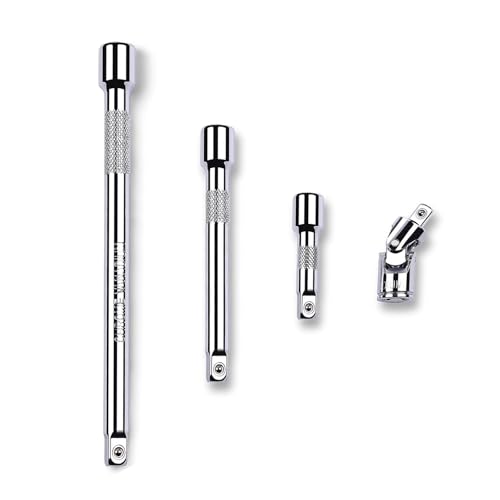 HUANR Rohrsteckschlüssel 4 Stück Chrom Vanadium Stahl Zündkerzenschlüssel Set, 1/4 Rohrsteckschlüsselsatz, 45 mm, 50 mm, 100 mm, 150 mm, für Steckschlüssel und Ratschenschlüssel von HUANR
