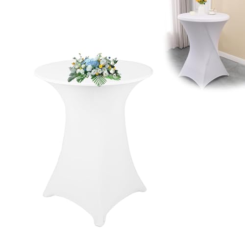 HUANR Stehtischhussen 76 x 110 cm, Elastischer Biertischhussen Quadratischer Boden, Weiß Hussen Stehtische, Stehtisch Hussen für Runde Weintischdekoration Bars Restaurants von HUANR