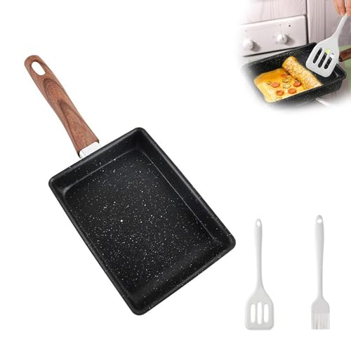 HUANR Tamagoyaki Pfanne, Pfanne Antihaft 19 x 15,5 x 4 cm Kleine Pfanne mit Abnehmbarem Griff, Silikon Schaufel und Pinsel, Spiegeleipfanne, Pfannkuchenpfanne für Omlettenpfanne, Steaks, Fisch HUANR Tamagoyaki Pfanne, Pfanne Antihaft 19 x 15,5 x 4 cm Kleine Pfanne mit Abnehmbarem Griff, Silikon Schaufel und Pinsel, Spiegeleipfanne, Pfannkuchenpfanne für Omlettenpfanne, Steaks, Fisch von HUANR