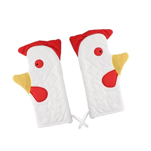 HUANR Topflappen Handschuh, 2 Stück Handschuhe Backofen, Hahnform Backofenhandschuhe, Topfhandschuhe Hitzebeständig, Topflappen Handschuh mit Schlüsselband, Küchenofenhandschuhe für Backen von HUANR