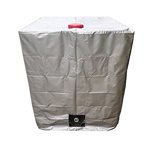 HUANRU Abdeckplane Für Wassertank 1000 L 120 X 100 X 116 cm Mit Lochausschnitt Schutzhülle Schutzhaube Schutzplane UV-Folie Cover Für IBC-Tank Regenwassertank Container Behälter,Silber von HUANRU