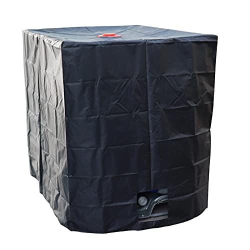 HUANRU Abdeckplane für Wassertank 1000 L 120 x 100 x 116 cm mit Lochausschnitt Schutzhülle Schutzhaube Schutzplane UV-Folie Cover für IBC-Tank Regenwassertank Container Behälter Schwarz (01) von HUANRU