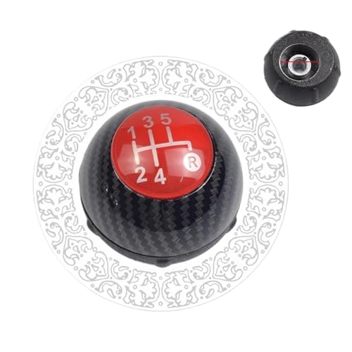 HUANSUN Für Fiat 500 500C 2007-2018 Schaltknauf 5/6 Geschwindigkeit mit Gamasche Boot Cover Case Auto-Stick Schaltknauf Hebel Handball(Red,5 Speed) von HUANSUN