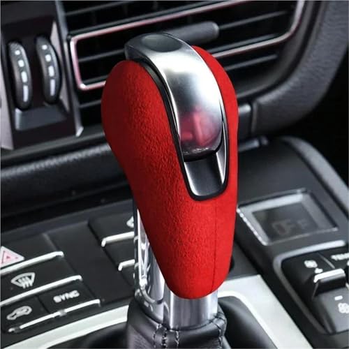 HUANSUN Für Macan (2014-2020) Innenausstattung Wildleder Wrap Auto Schaltknauf Trim Aufkleber Abdeckung(Red) von HUANSUN