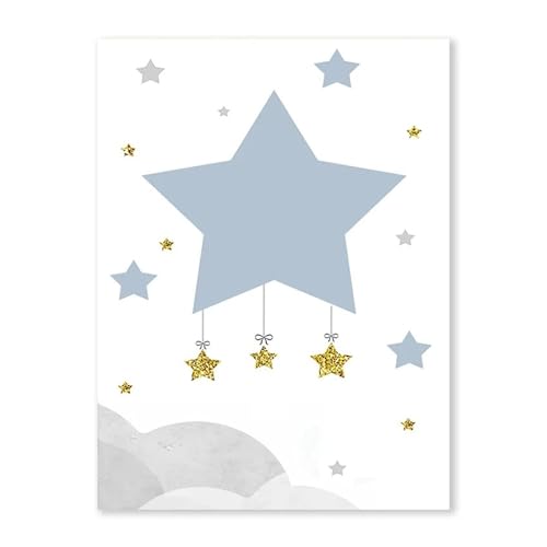HUANTY Wandbilder auf Leinwand Baby Cartoon Regenbogen Tier Leinwand Malerei Kinder Schlafzimmer Wand Kunstdruck Bilder Wohnkultur(G,50x70cm) von HUANTY