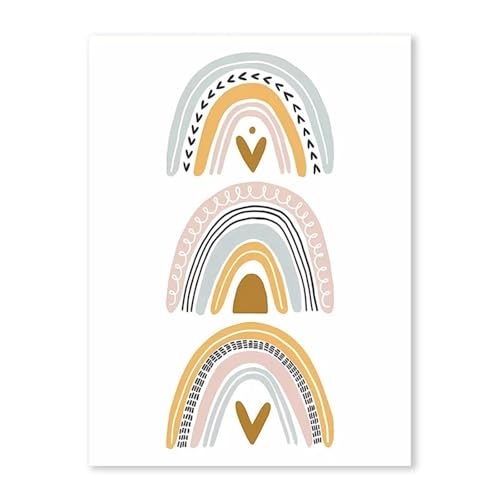 HUANTY Wandbilder auf Leinwand Mädchen Rosa Schmetterling Blumen Wand Kunst Poster Cartoon Sonne Wolke Regenbogen Leinwand Malerei Und Druck Bilder Baby Schlafzimmer Dekor(H,40X50cm) von HUANTY