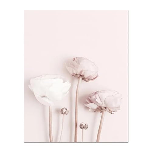 HUANTY Wandbilder auf Leinwand Moderne Blume Wand Bilder Für Wohnzimmer Rosa Leinwand Drucke Ungerahmt Poster Salon Kunst Malerei(B,40X50cm) von HUANTY