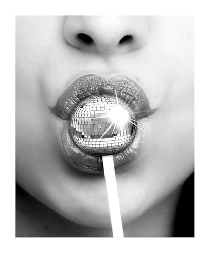 HUANTY Wandbilder auf Leinwand Moderne Mode Disco Ball Schwarz Und Weiß Poster Kein Rahmen Leinwand Gemälde Wand Kunst Bilder Bar Club Home Decor(K,50x70cm) von HUANTY