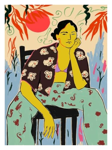 HUANTY Wandbilder auf Leinwand Moderne Mode Frauen Abstrakte Figur Linie Darstellung Nordic Art Poster Kein Rahmen Leinwand Gemälde Wohnkultur(Q,50x70cm) von HUANTY