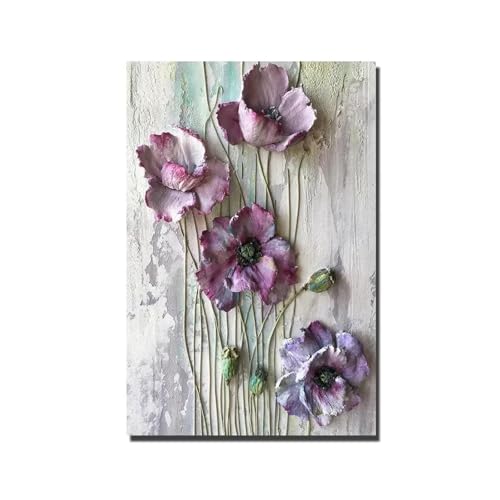 HUANTY Wandbilder auf Leinwand Moderne Mode Wandkunst Abstrakte Vintage Blumen Leinwand Drucke Poster Kein Rahmen Home Schlafzimmer Wohnzimmer Dekoration(30x40cm) von HUANTY
