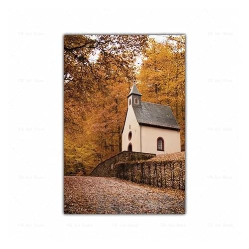 Wandbilder auf Leinwand Leinwand Malerei Herbst Landschaft Kürbis Blätter Poster Maple Leaf Natürliche Landschaft Wohnzimmer Dekoration Wohnkultur(C,50x70cm) von HUANTY