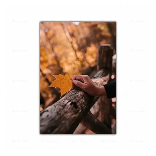 Wandbilder auf Leinwand Leinwand Malerei Herbst Landschaft Kürbis Blätter Poster Maple Leaf Natürliche Landschaft Wohnzimmer Dekoration Wohnkultur(E,40x60cm) von HUANTY