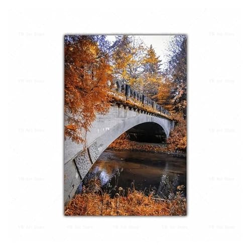 Wandbilder auf Leinwand Leinwand Malerei Herbst Landschaft Kürbis Blätter Poster Maple Leaf Natürliche Landschaft Wohnzimmer Dekoration Wohnkultur(F,40X50cm) von HUANTY