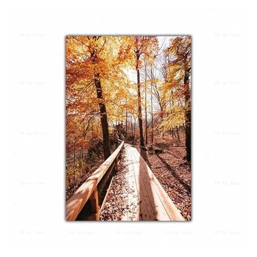 Wandbilder auf Leinwand Leinwand Malerei Herbst Landschaft Kürbis Blätter Poster Maple Leaf Natürliche Landschaft Wohnzimmer Dekoration Wohnkultur(I,40x60cm) von HUANTY