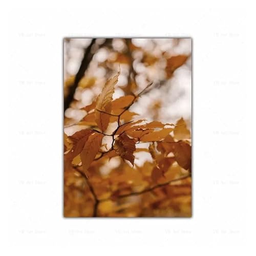 Wandbilder auf Leinwand Leinwand Malerei Herbst Landschaft Kürbis Blätter Poster Maple Leaf Natürliche Landschaft Wohnzimmer Dekoration Wohnkultur(M,40X50cm) von HUANTY