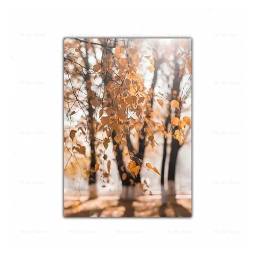 Wandbilder auf Leinwand Leinwand Malerei Herbst Landschaft Kürbis Blätter Poster Maple Leaf Natürliche Landschaft Wohnzimmer Dekoration Wohnkultur(M,50x70cm) von HUANTY