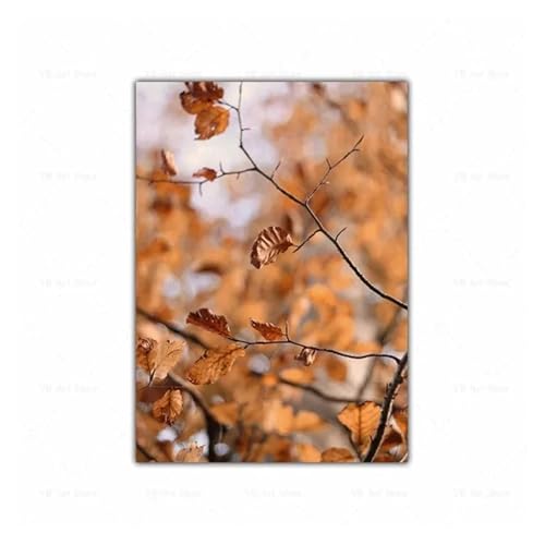 Wandbilder auf Leinwand Leinwand Malerei Herbst Landschaft Kürbis Blätter Poster Maple Leaf Natürliche Landschaft Wohnzimmer Dekoration Wohnkultur(R,40X50cm) von HUANTY