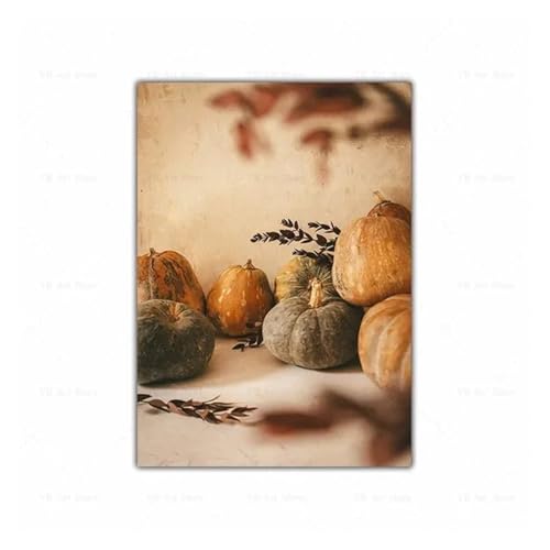 Wandbilder auf Leinwand Leinwand Malerei Herbst Landschaft Kürbis Blätter Poster Maple Leaf Natürliche Landschaft Wohnzimmer Dekoration Wohnkultur(S,40X50cm) von HUANTY