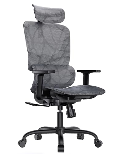 HUANUO Ergonomischer Mesh-Bürostuhl, hohe Rückenlehne Schreibtischsessel mit Verstellbarer Lendenwirbelstütze, Armlehnen, Kippfunktion, Mesh Computer Gaming Chair von HUANUO