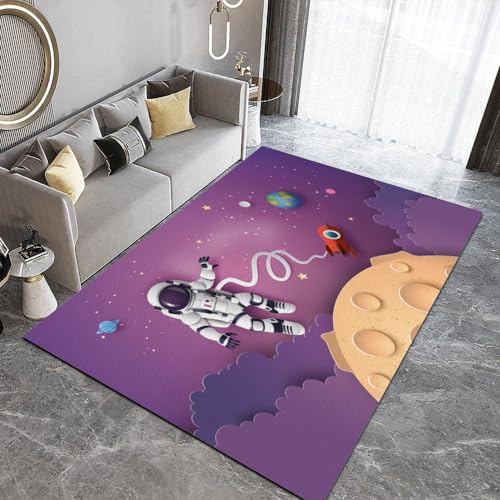 HUANYIN Teppich mit Cartoon-Planeten-Astronauten-Muster, Zuhause, Wohnzimmer, Schlafzimmer, Sofa, Fußmatte, dekorativer Teppich, rutschfeste Bodenmatte von HUANYIN