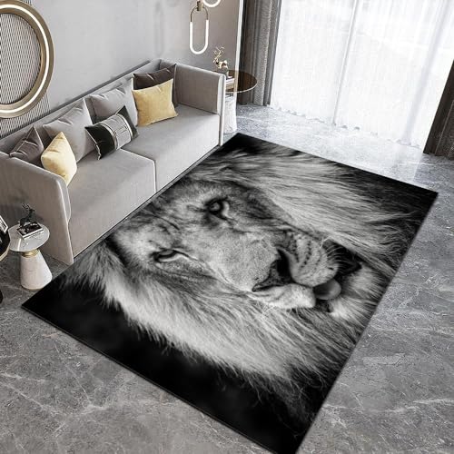 HUANYIN Tier Löwe grau schwarz Teppich groß Wohnzimmer Schlafzimmer Dekoration Bodenmatte rutschfest Teppich Bereich Teppich von HUANYIN