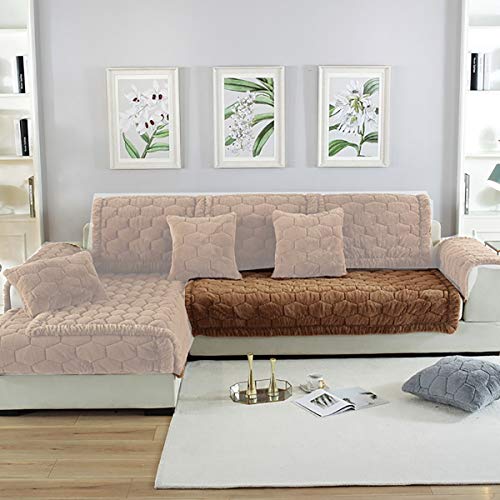 SchonbezüGe L Form Sofabezug Ecksofa FüR Haustiere Sofa Anti-Rutsch Breitseite Erker Sofabezug, Coffee, 90 * 210cm von HUANZI SOFA