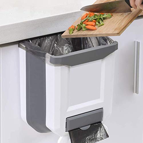 HUAPPNIO Mülleimer Küche Wandmontage Plastik Faltbarer für Schranktür Hängend Abfalleimer 8L (Weiß) von HUAPPNIO
