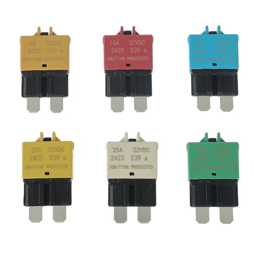 HUAREW 12V DC Manueller Reset Sicherungsschutzschalter Low Profile ATC 5A 10A 15A 20A 25A 30A (Mischen 6 Stück) von HUAREW