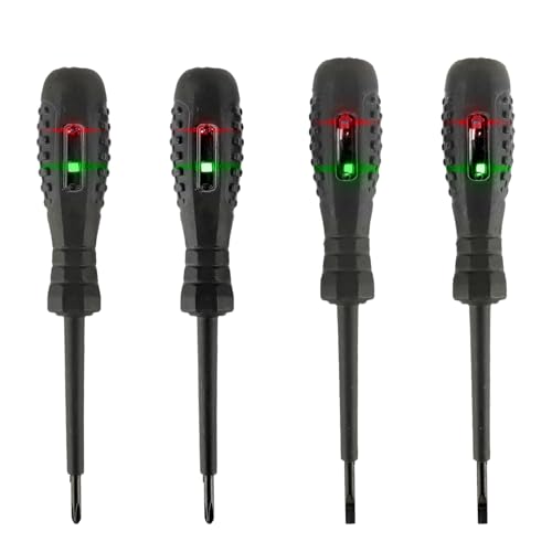 HUAREW 2 in 1 High Torque Strong Magnetic Screwdriver, Dual Light Color Light Measuring Electric Pen, Spannungsprüfer mit Schraubendreher, berührungsloser Spannungsprüfer(4 Stück) von HUAREW