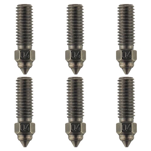 HUAREW 3D Drucker Düsen aus gehärtetem Stahl 0,4 mm Hochgeschwindigkeitsdruck und Extruderdüsen mit hohem Durchfluss für K1, K1 Max, CR-M4, CR-10 SE, Ender 3 V3 KE (6PCS) von HUAREW