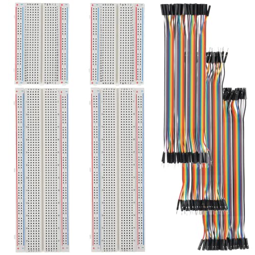 HUAREW Breadboard Dupont Wires Kit - 830 Punkte Steckbrett, 400 Punkte Steckplatine, 21cm Female-Male Jump Wire Kabel für Arduino von HUAREW