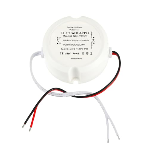 HUAREW LED Trafo 12V 36W 3A, Konstantspannungs Trafo 230V auf 12V Netzteil, AC zu DC Schalt Niedervolttrafo, Wasserdichtes IP66 LED Transformator,Netzteil Trafo Driver für Unterputzdose Verteilerdose von HUAREW