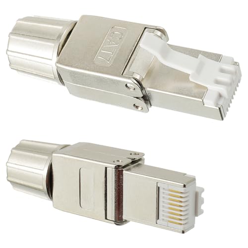 HUAREW RJ45 Netzwerkstecker CAT7 LSA Geschirmt 10 Gbps Vergoldet Gigabit Connector werkzeuglos Crimpen benutzt für Verlegekabel CAT7 CAT6a(2 Stück) von HUAREW