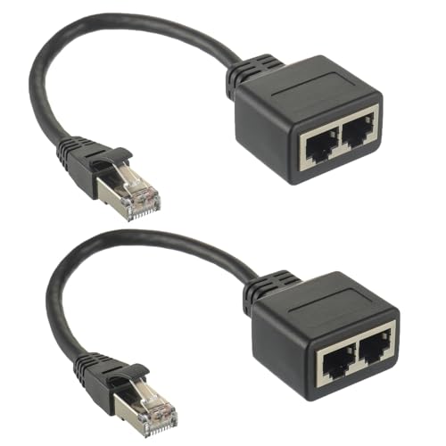HUAREW RJ45 Splitter Adapter LAN Ethernet Extender 1 männlich zu 2 weiblich Cable für Ethernet Cat5 Cat5e Cat6 Cat7(2 Stück) von HUAREW